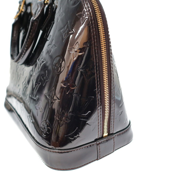 Louis Vuitton Alma Handbag Vernis Amaranth Purple Wine Brown Leather - Picture 4 of 9